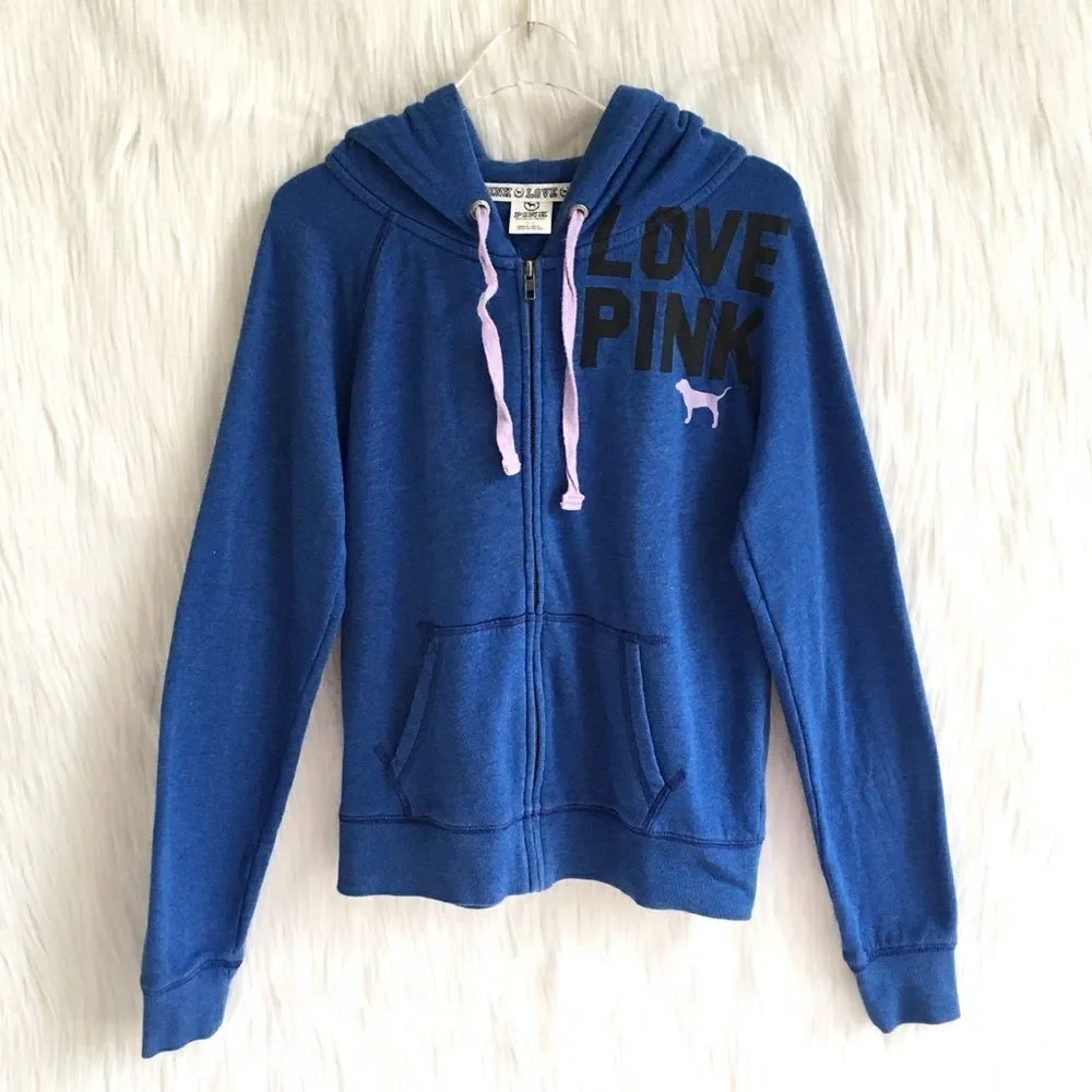 🔃Victoria's Secret PINK Zip Up Logo Hoodie